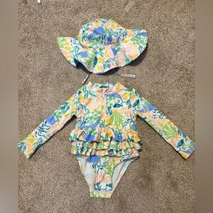 Tommy Bahama Kids Floral Rashguard Set - Blue, Yellow, Pink